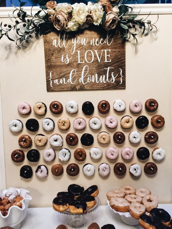 Mouth-watering Donut Wedding Wall Decoration Ideas