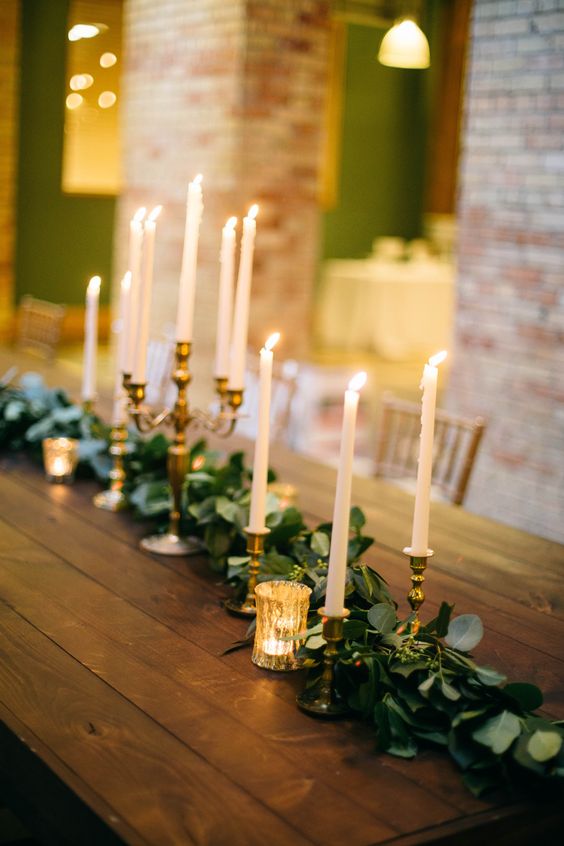  Taper Candle and Greenery Centerpiece 