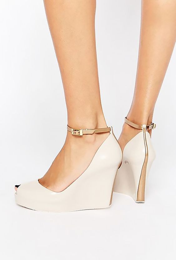  16 White Wedge Wedding Shoes with Brilliant Details 