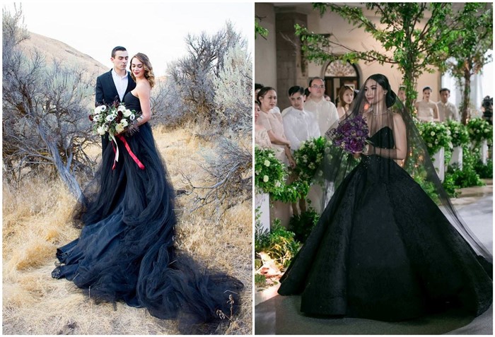 black wedding dress for bride
