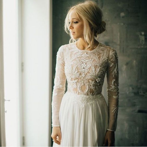  Phil Chester; Stunning Long Sleeve Wedding Dress Idea 