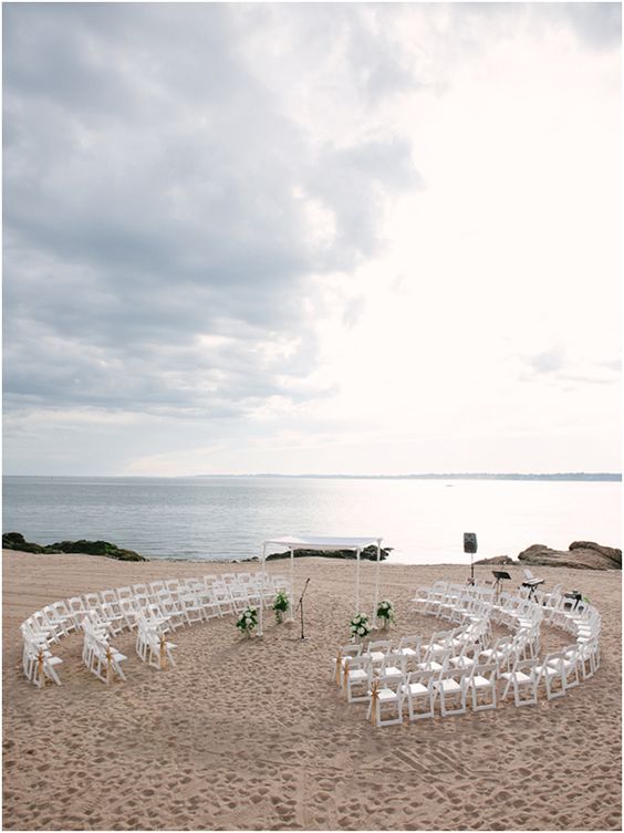 Ceremony set up in circle on beach