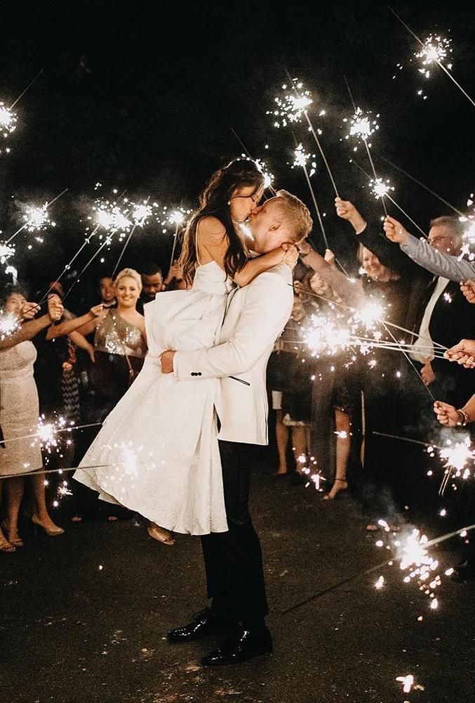 Romantic Wedding Photos with Sparklers