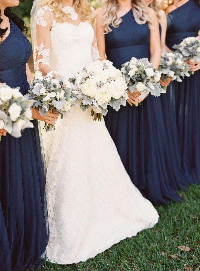 Brilliant Navy Blue and Greenery Wedding Color Ideas