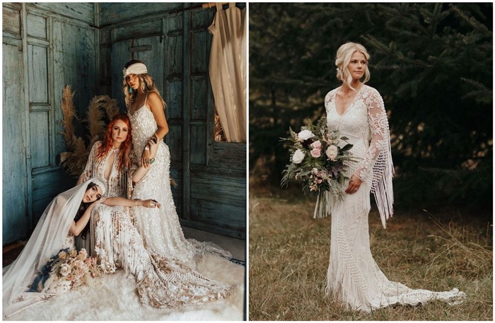 Fringe Wedding Dresses for Bohemian Brides