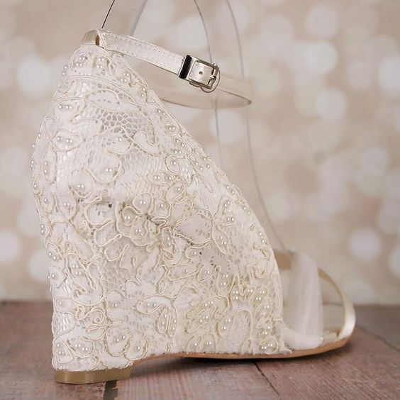 Buy > white wedding wedge shoes > in stock