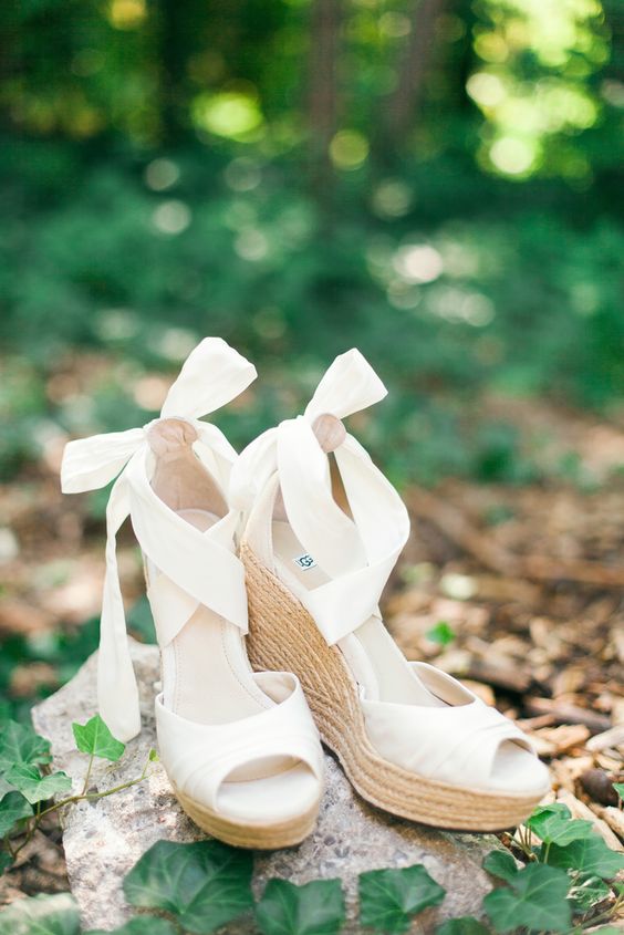 16 White Wedge Wedding Shoes with Brilliant Details - ChicWedd
