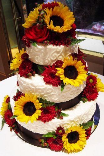 Romantic Sunflower Wedding Cakes