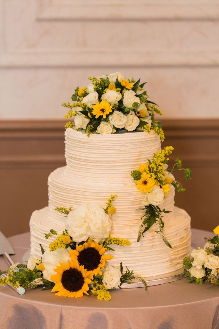 Romantic Sunflower Wedding Cakes