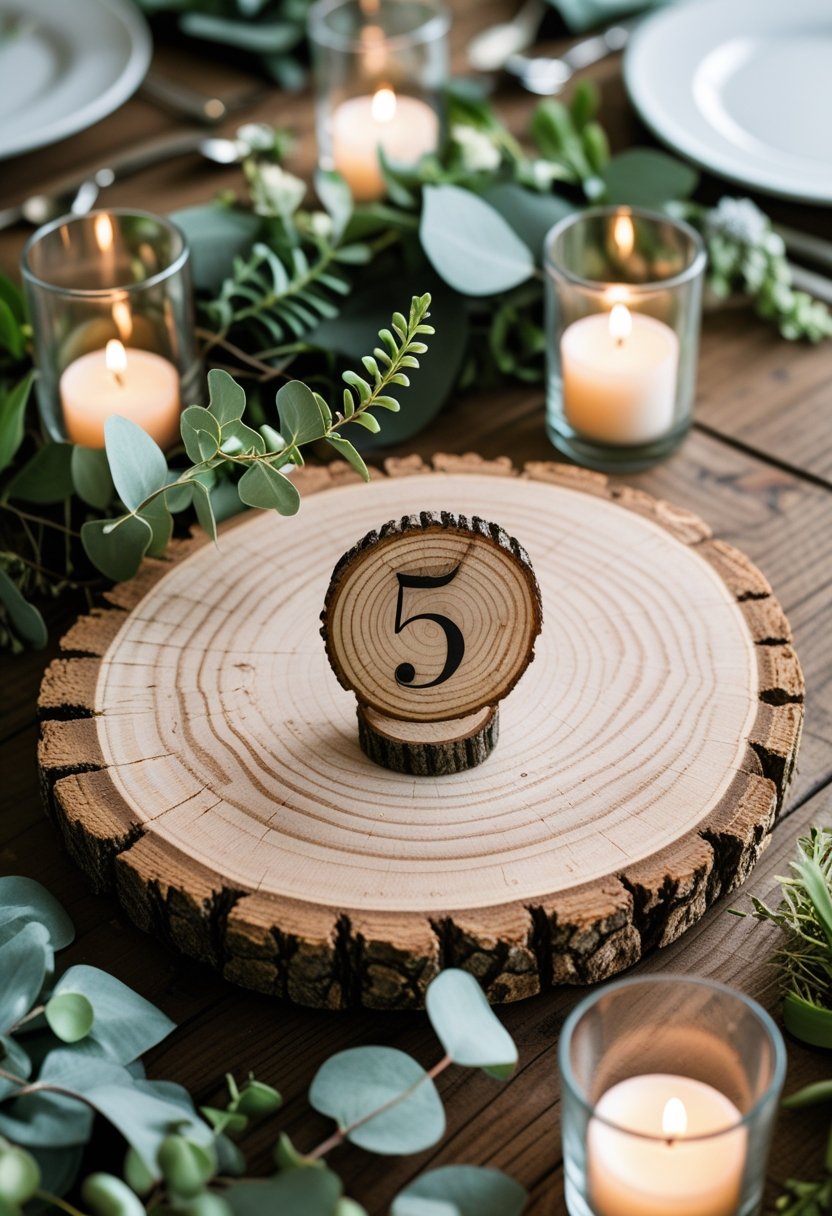 Wooden Slice Table Numbers