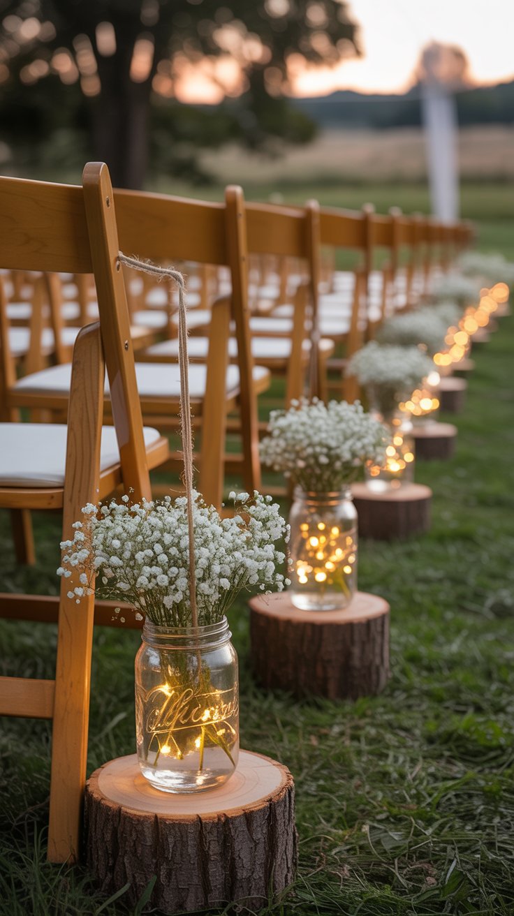 Mason Jar Lantern Aisle Markers