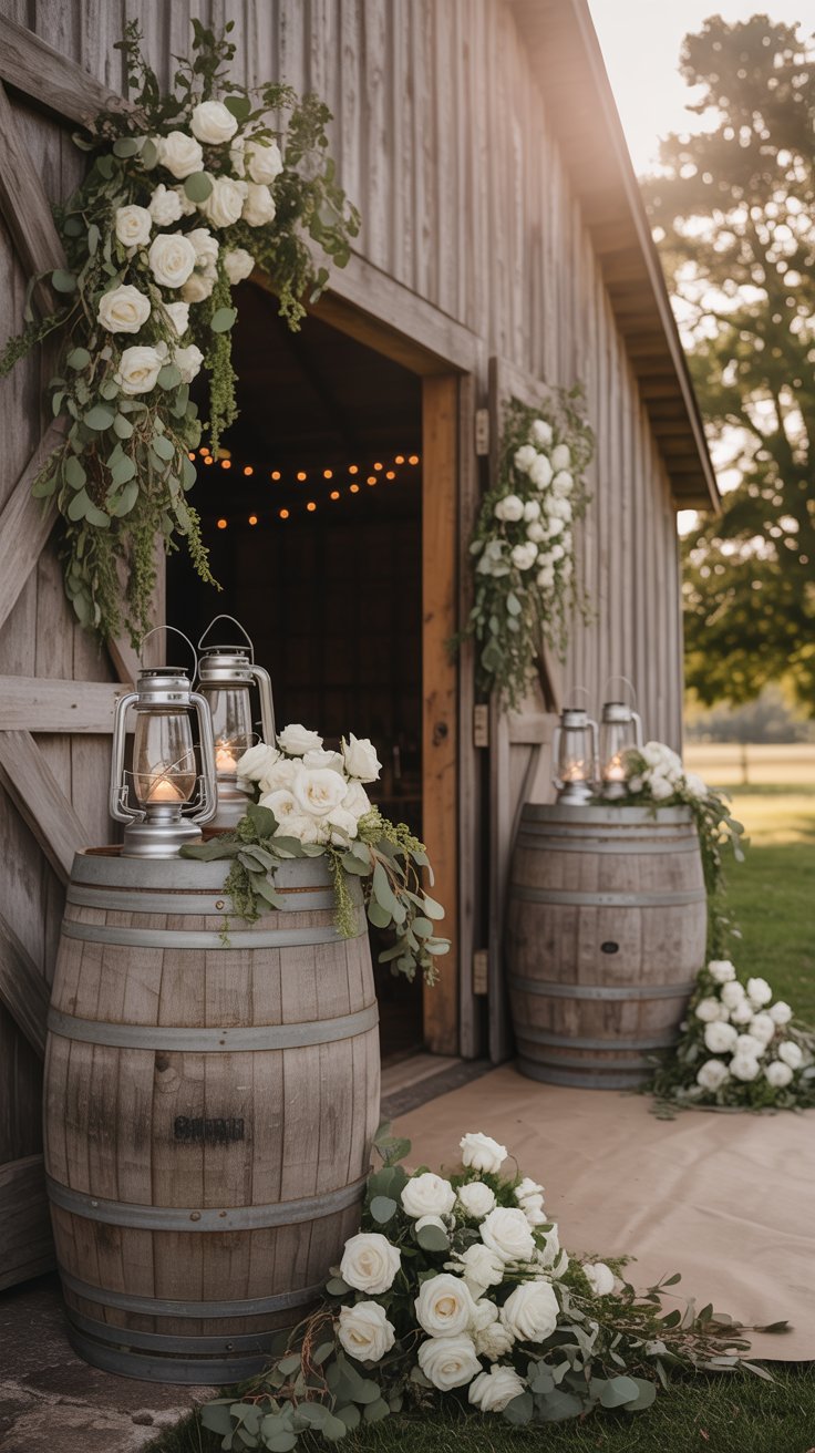 Wooden Barrel Entryway Decor