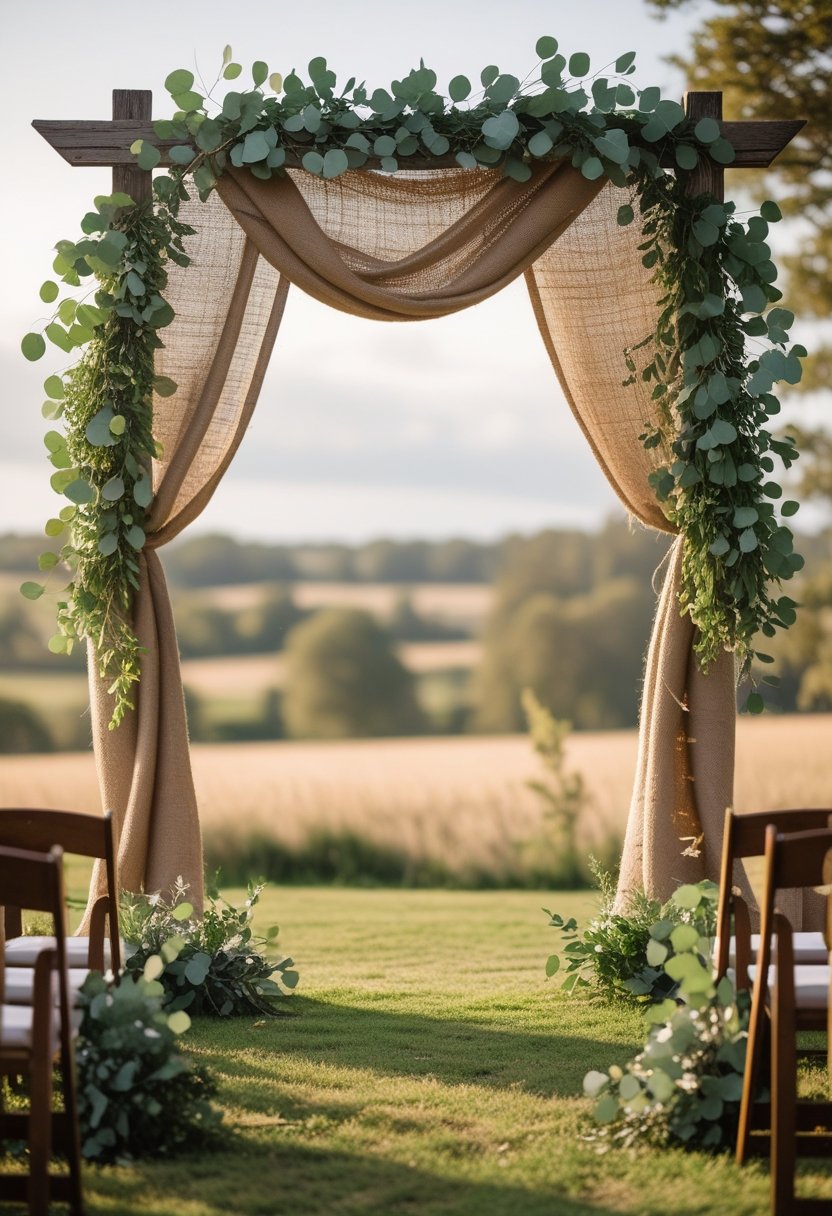 Burlap and Greenery Ceremony Arch