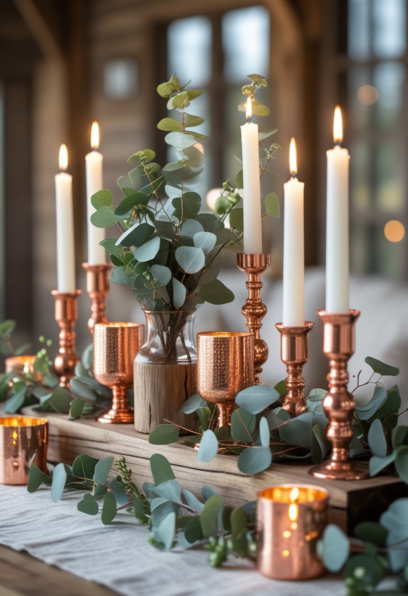 Copper + Wood Centerpieces