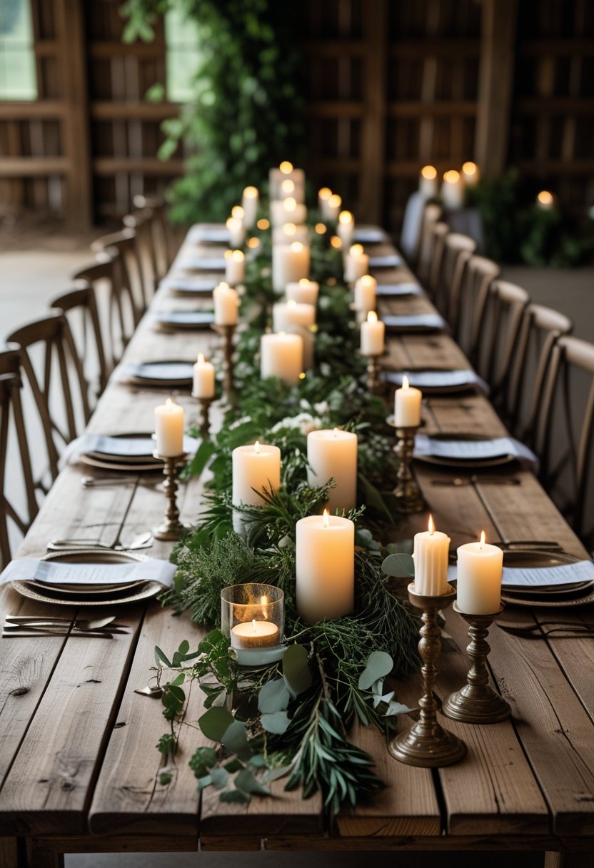 Timber Farmhouse Tables with No Tablecloth