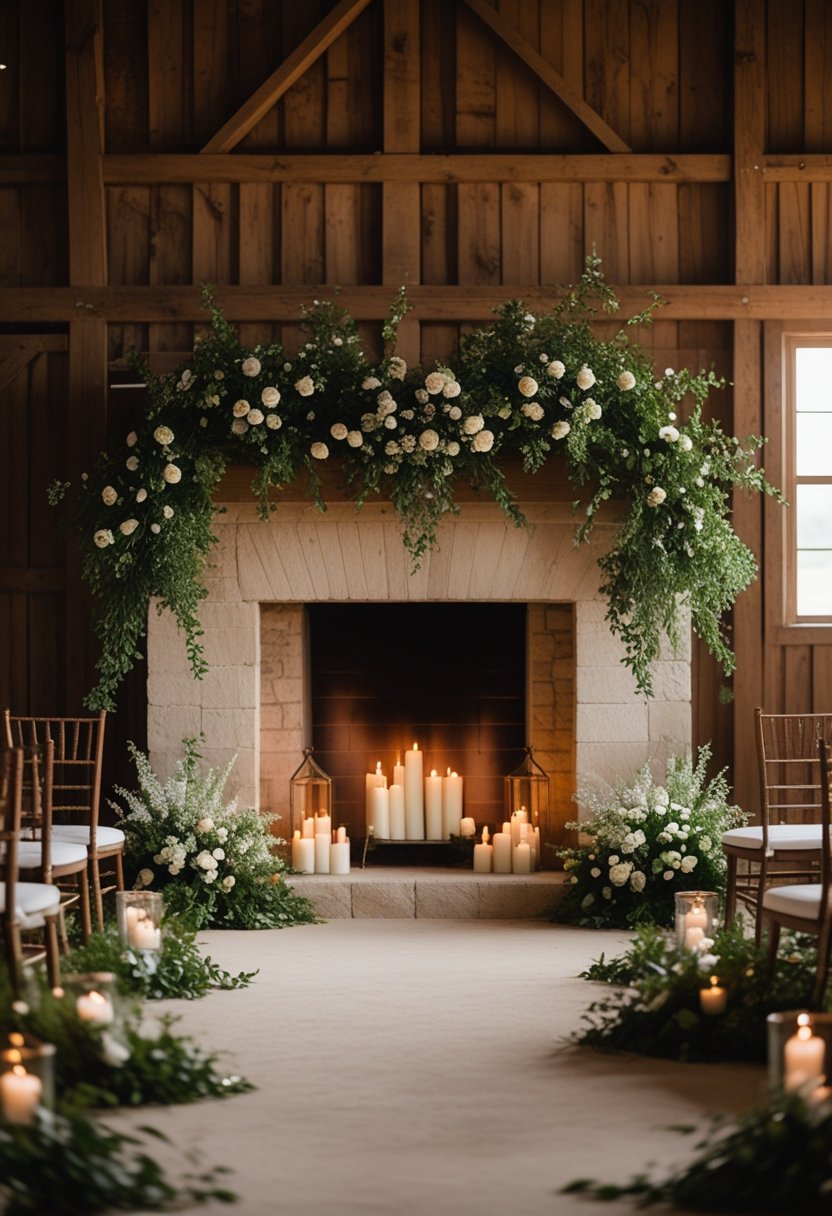 Fireplace Ceremony Backdrop