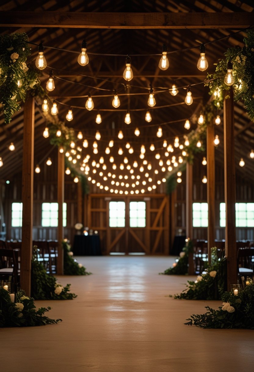 Hanging Edison Bulbs Over Reception Tables