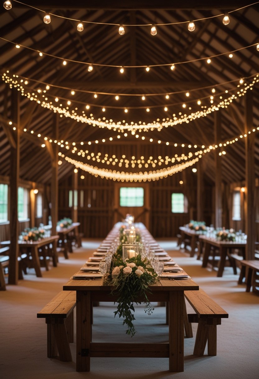 Twinkle Light Canopy Over Reception Tables