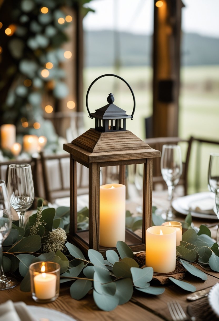 Rustic Wooden Lantern Centerpieces